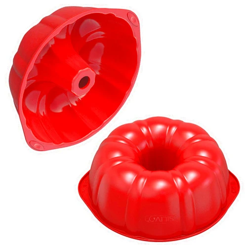 SILIVO 9 inch Silicone Buntz Cake Pans (2 Pack) - 10 Cup Nonstick Silicone Fluted Tube Pan, Silicone Cake Molds for Baking for Cake, Brownie and Monkey Bread
