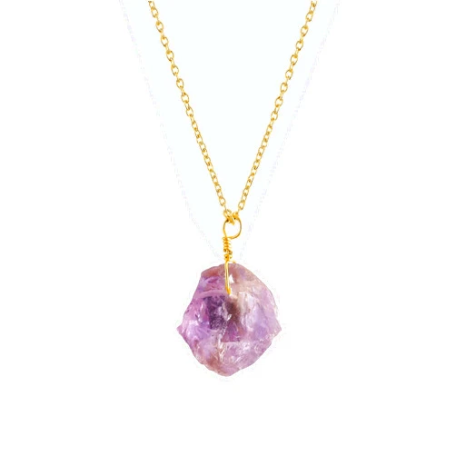 GEMSPLACE Ametrine Raw Crystal Necklace,Ametrine Rough Stone Necklace, Dainty Stone Pendant, Healing Crystals Healing Stone Pendant for Beauty,
