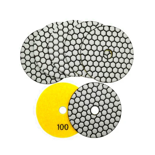 SHDIATOOL 4-Inch Dry Diamond Polishing Pads Grit 100 Diamond Sanding Pads Grinding Pads for Granite Marble Stone 7Pcs/1set