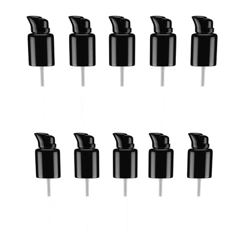 XUMIN 10PCS 415/20mm Black Plastic Replacement Dispensers Pump Top Head with Rotate Lock and Cover for Foundation Essential Oil Lotion Bottles