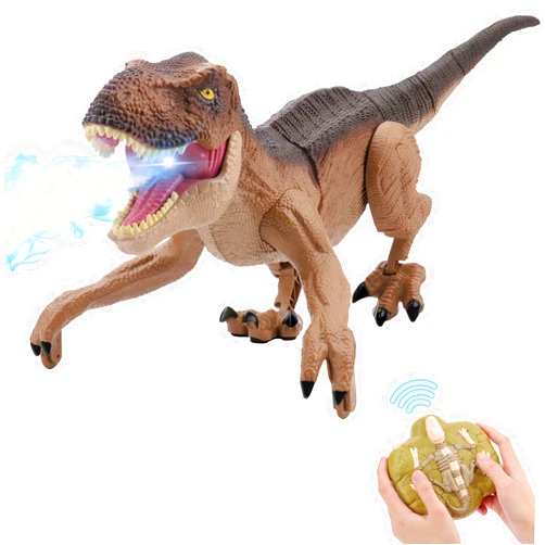 IQKidz Remote Control Dinosaur Toys for Boys 3 4-7 8-12- RC Realistic Big T-Rex Gifts for Kids, Interactive Dino with Light Roar Spray Touch Sensing