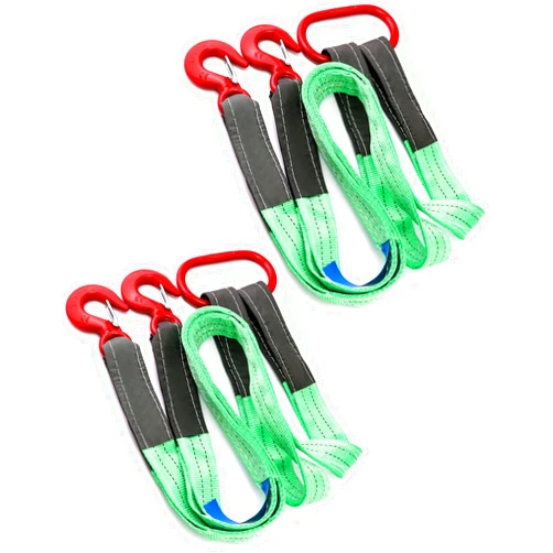 QWORK 2 Pack Two Leg Bridle Web Sling, 5Ft 6613lb Capacity Steel Sling, Nylon Bridle Sling, Heavy Duty Rigging Strap with Eye Hook