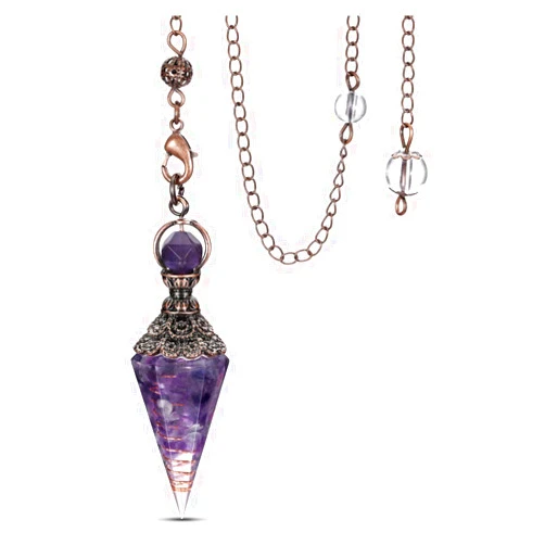 Jovivi Healing Crystal Pendulums for Dowsing Divination 6 Facted Hexagonal Pointed Cone Resin Chip Stones Reiki Wicca Spritual Gemstone Chakra Energy Pendant with Chain