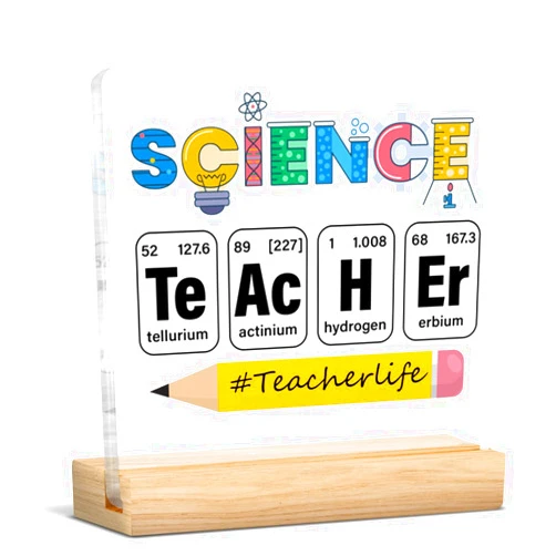 QODMGD Science Teacher Gifts for Women Men, Gifts for Chemistry Teacher Christmas Birthday Back to School, Acrylic Plaque Sign Science Decor