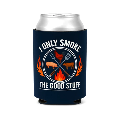 FUNNY TRUCKER HATS I Only Smoke the Good Stuff Can Cooler – Funny BBQ Gift for Men, Grill Master Beer Sleeve – Meat Smoker Dad Gift – 12oz Neoprene Insulated Holder – Backyard Barbecue Accessory