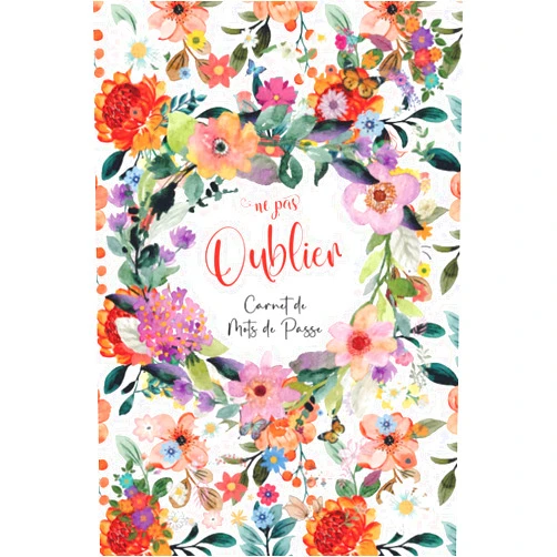 BMD FR PUBLISHING Carnet de Mots de Passe: Cahier pour garder vos identifiants et mots de passe Internet - Répertoire alphabétique - 110 pages avec des repères pour ... - A5 ( Coverture florale ) (French Edition)