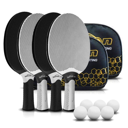 Senston Table Tennis Rackets Set,Professional Ping Pong Paddle Set for 4 Players, Composite Rubber Table Tennis Paddles, Indoor or Outdoor Games.