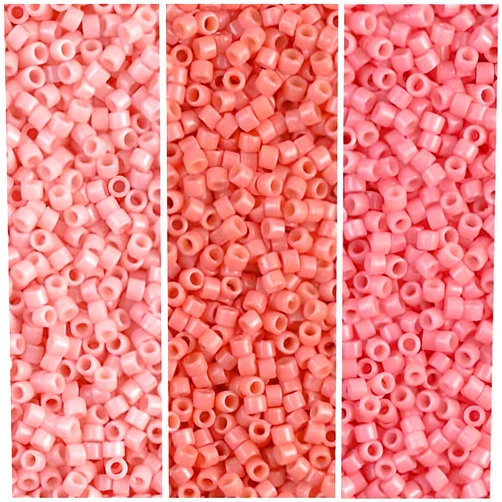Miyuki Delica Seed Beads Bundle: Size 11/0, Duracoat Opaque Lychee (DB2113), Lt Watermelon (DB2114) & Guava (DB2115) - 3 Tubes of 7.2 Grams ea