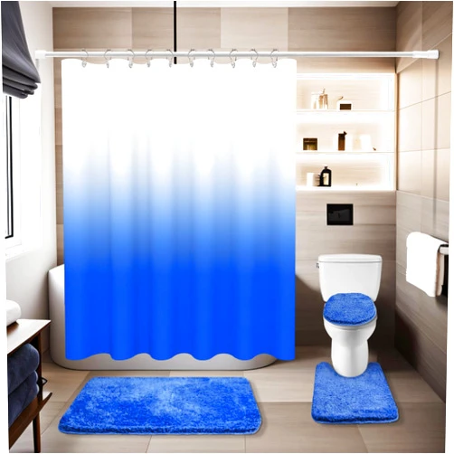 Baahrnom Light Blue Bathroom Sets with Shower Curtain and Rugs Waterproof Shower Curtain Sets 1 Piece and Soft Bathroom Rugs Sets 3 Piece for Luxury Bathroom Decor Set