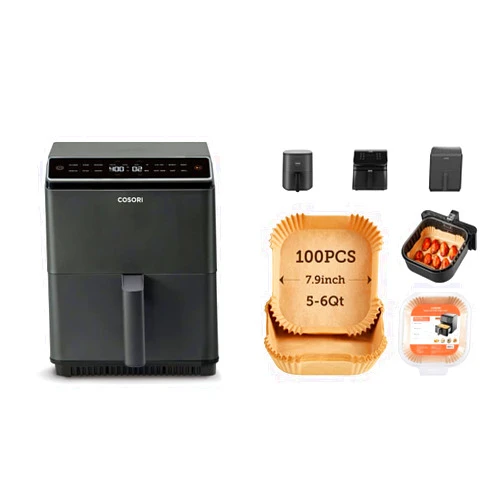 COSORI Pro III Air Fryer Dual Blaze, 6.8-Quart, Precise Temps Prevent Overcooking & COSORI Air Fryer Disposable Paper Liners, Non-Stick,7.9 inch for 5 to 6 QT Basket, 100 PCS