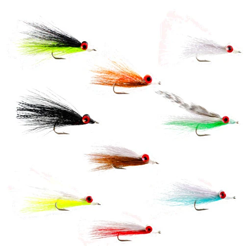 The Fly Fishing Place Clousers Minnow Fly Fishing Flies Assortment - Collection of 9 Saltwater and Bass Flies - Hook Size 1/0