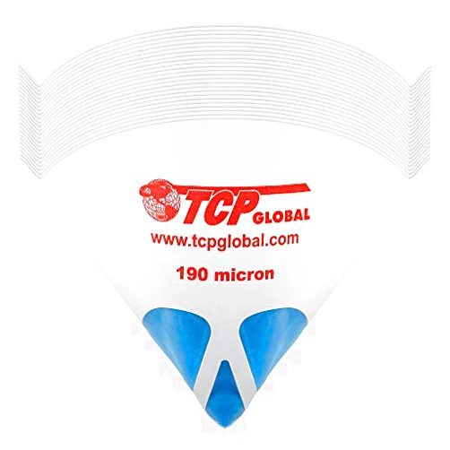 TCP Global 50 Pack of Ultra-Flow Blue Nylon Mesh Paint Strainers with 190 Micron Filter Tips - Premium Cone Screen Filters