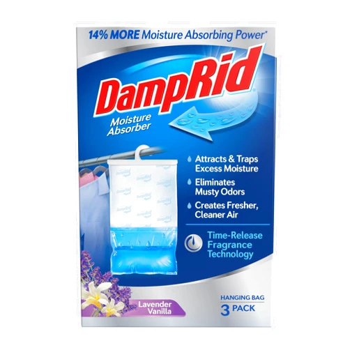 DampRid Lavender Vanilla Hanging Moisture Absorber, 16 oz., 3 Pack - Eliminates Musty Odors for Fresher, Cleaner Air, Ideal for Closet, 14% More Moisture Absorbing Power*