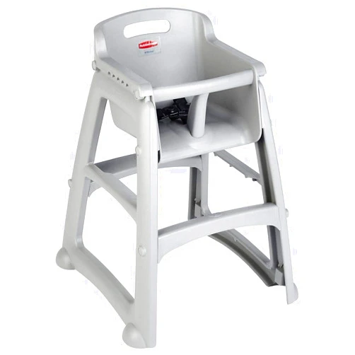 Rubbermaid Commercial Products Sturdy High-Chair, 33lb Capacity, Platinum, Pre-Assembled, Stackable, Fits Under Table for Child/Baby/Toddler Seating
