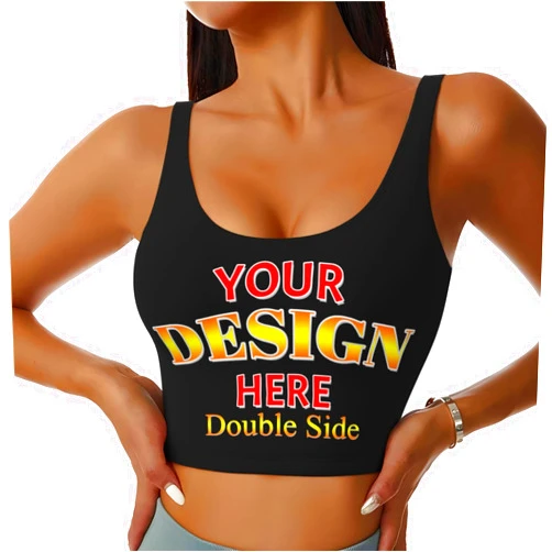 daodao Custom Women's Sports Bras with Removable Pads Personalized Workout Crop Tank Top for Women Sleeveless Shirt for Yoga Running (US, Alpha, Large, Regular, Regular, Sport Bras)