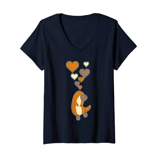 Cute Platypus Hearts Womens Cute Platypus with Hearts - Love Platypuses V-Neck T-Shirt