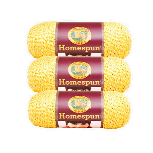 Lion Brand Yarn (3 Pack) Lion Brand Yarn 790-394 Homespun Yarn, Golden3