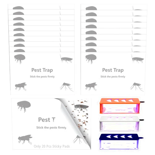 Jahy2Tech 20 Pcs Flea Trap Refill Replacement Glue Boards for Flea Traps for Inside Your Home, Sticky Pads for Fleas, Bugs, Flies, Mosquitos, Safe for Human and Pets
