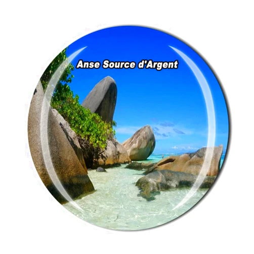 Timefly ANSE Source d'Argent Seychelles Fridge Magnet Crystal Tourist Souvenir Gift Collection Refrigerator Magnetic Sticker