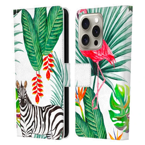 Head Case Designs Officially Licensed Haroulita with Zebra Flower Mix Leather Book Wallet Case Cover Compatible with Apple iPhone 16 Pro