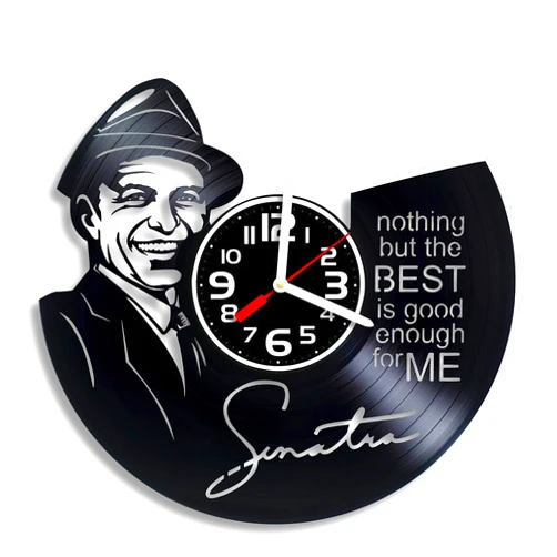 BroStore Decor Clock Compatible with Frank Sinatra Vinyl Wall Clock, American Singer, Actor and Producer, Wall Clocks for Different Types of Rooms and Premises, Art, Gift for Any Occasion