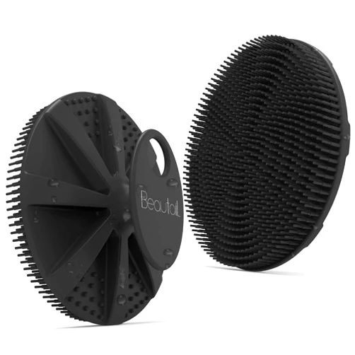 BEAUTAIL Silicone Body Scrubber Shower Bath Brush, More Hygienic Than Traditional Loofah, Lather Nicely, Long Lasting, Gentle Exfoliating for Women Men Baby Sensitive Skin, 1 Pack, Black