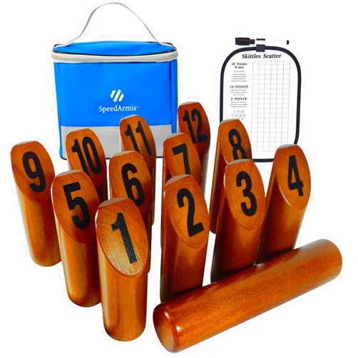 SpeedArmis Wooden Throwing Game - 12 Numbered Block Toss Games Set with Scoreboard & Carrying Case, Indoor Tailgating Bowling Yard Game for Teens Adults Family