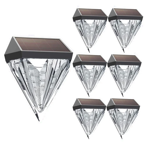 Generic Solar Fence Lights Outdoor, Waterproof LED Wall Lights, Auto On/Off, 6 Pack Solar Powered Decorative Lighting for Garden, Yard, Patio, Deck, and Fence Illumination, Transparent Glass