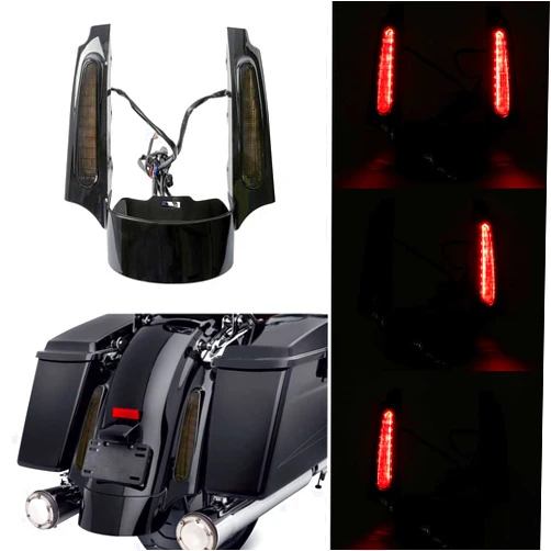 XFMT-moto-part XFMT Rear Fender Extension Fascia Kit With Brake/Running/Turn LED Light For Harley Touring Road King Electra Street Glide 2009-2013 (Smoke Lens)