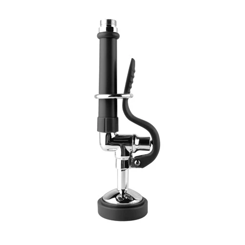 FAUAID Pre Rinse Sprayer Commercial Sink Sprayer Head,1.42GPM Spray Valve Dish Sprayer Nozzle with Ergonomic Handle, Commercial Faucet Parts for Commercial Kitchen Faucet,Chrome Finished（Black）