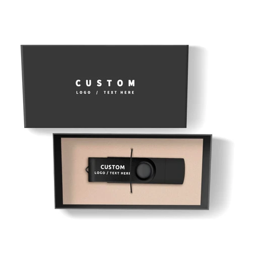 Kacenray Custom OTG USB Flash Drive with Gift Box, 50 Pack Swivel Thumb Drive with Dual USB Connector, Great for Photography Studios, Corporate Giveaways and Promotions (2, GB)