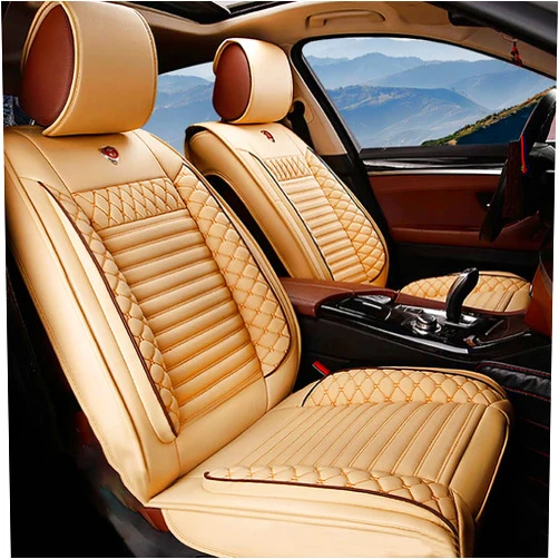 KCTOELNOR Front Car Seat Cover for Land Rover Discovery Freelander Range Rover 2001-2025, Airbag Compatible Car Cushion Cover fit for Most Sedans Hatchback SUV Pick-up Truck Beige