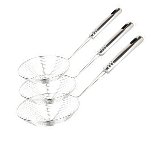 Swify Spider Strainer Set of 3 Asian Strainer Ladle Stainless Steel Wire Skimmer Spoon with Handle for Kitchen Frying Food, Pasta, Spaghetti, Noodle-30.5cm, 32cm, 35cm