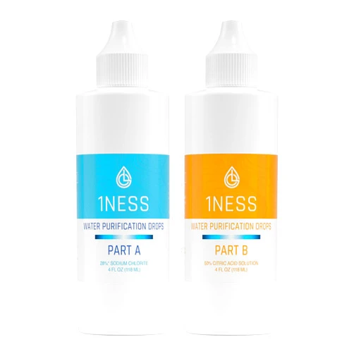 1ness Chlorine Dioxide Kit | 2 Part Liquid Classic 4oz Set | Citric Acid 50% : Sodium Solution 28%