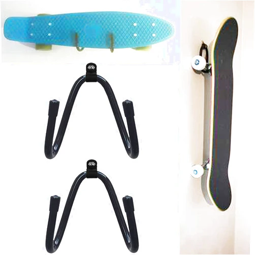Pmsanzay Skateboard Wall Mount Wall Hanger Rack Storage Display Holder - for Storage Your Skateboard or Longboard and Helmet - Easy to Install - Hold up to 20 KG. (40LBS) - 2/PK