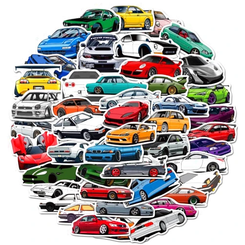 LIFULANDIAN 50 PCS Car Stickers Sport Car Racing Decals Stickers Skins & Decals Water Bottle Laptop Stickers Vinyl Stickers Pack DIY Decor
