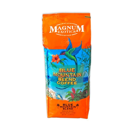 Magnum Exotics Jamaican Blue Mountain Coffee Blend, Whole Bean, 2 Lb Bag - Medium Roast, Fresh Strong Arabica Coffee - Rich And Smooth Flavor - Magnum Exotics