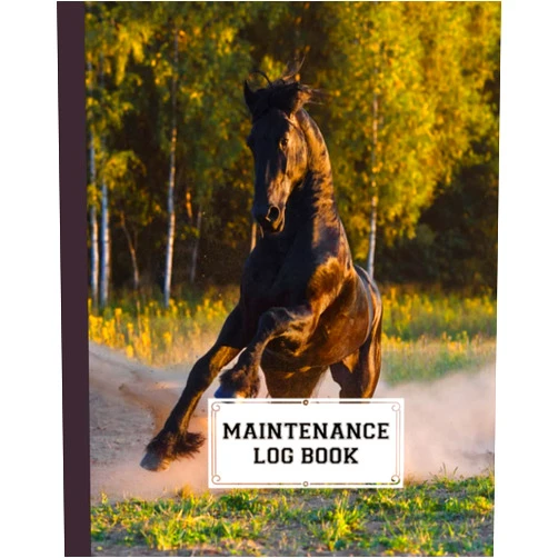 Hasan Ahrens Maintenance Log Book: Black Horse Cover Design | Repairs And Maintenance Record Book for Home, Office, Construction and Other Equipments | 120 Pages, Size 8