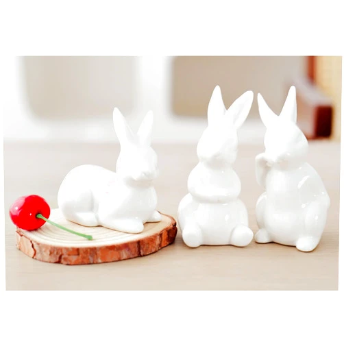 EASIMECOR Ceramic White Rabbits Easter Bunny Figurines Porcelain Rabbit Bunny for Easter Decoration Spring Indoor Home Decor