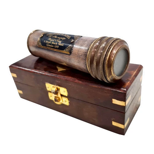 CollectiblesBuy Vintage Kaleidoscope with Antique Brass Finish, Handmade Brass & Wooden Box, Educational Decorative Kaleidoscope for Home Decor, Unique Collectible Gift