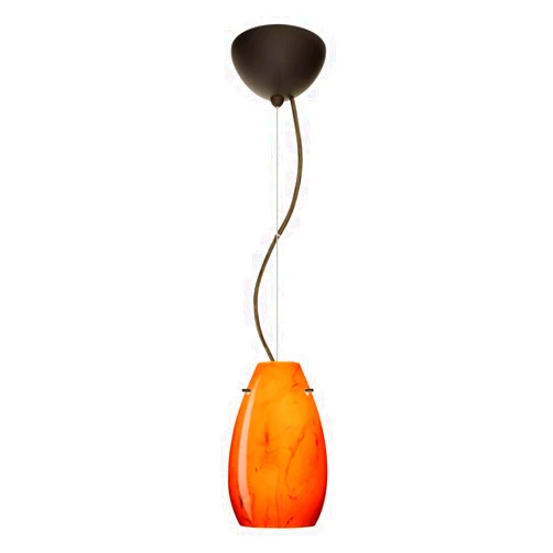Besa 1KX-4126HB-BR Art Glass One Light Pendant from Pera Collection in Bronze/Dark Finish,
