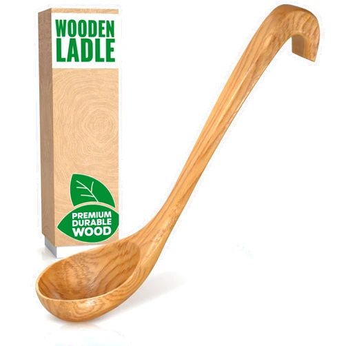 HYQO Wooden Ladle for Soup - 10.8x2.8