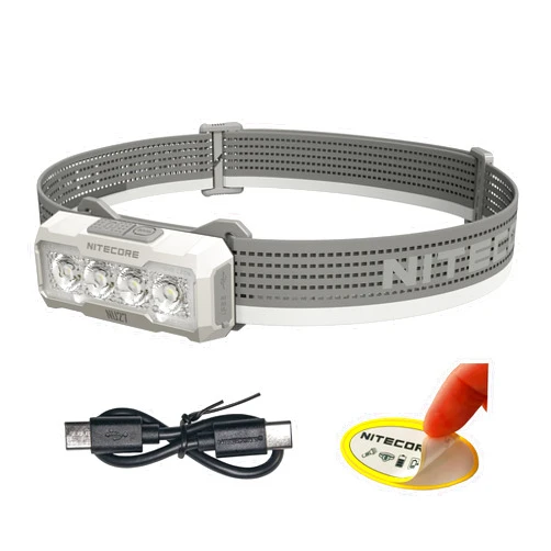 Nitecore NU27 600 Lumens Running Camping Headlamp, USB-C Rechargeable with Warm, Neutral and Cool White Lights, Red Light, Including NitecoreS Sticker (White)