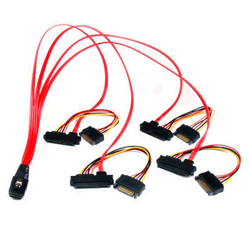 StarTech.com 50cm Internal Serial Attached SCSI Mini SAS Cable - SFF8087 to 4x SFF8482 - Internal Mini SAS Cable (SAS808782P50) , Red