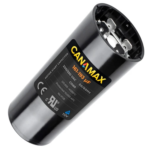 Canamax Premium 161-193 uf MFD 50/60 Hz 220-250 VAC Volts Round Start Capacitor - Compatible with Single Phase Motor Capacitors Condenser Straight Cool or Heat Pump Air Conditioner