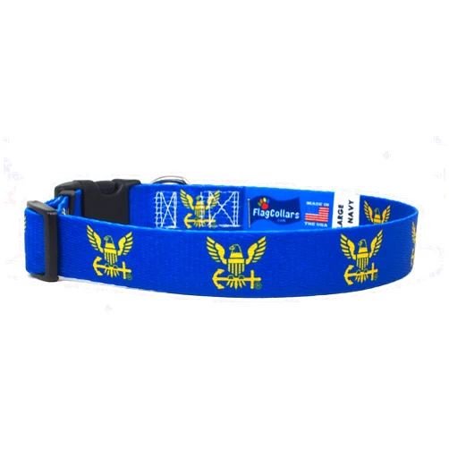 PatriaPet Dog Collar | US Navy | Eagle and Anchor | Xtra Large, Large, Medium, Small, Extra Small | Made in USA
