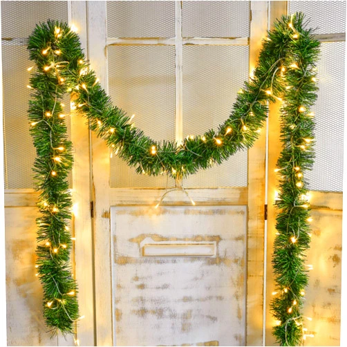 Lvydec 16.4ft Artificial Christmas Garland Decoration, Lighted Pine Garland Soft Greenery Garland with 50 LED String Lights for Holiday Party Decoration, Outdoor/Indoor Use