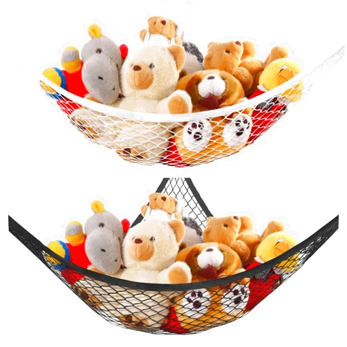 Lazebox Stuffed Animal Net Hammock for Plushie Toys, 1 pack White and 1 pack Black