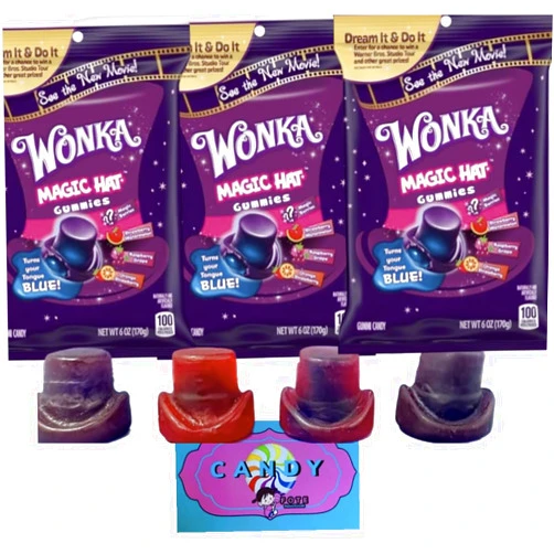 FOTE HOME GOODS Wonka Magic Hat Fruit Flavored Gummy Candy 18oz 4 Flavors - Perfect For Christmas Holiday Stocking Stuffers - Includes Fote Faves Brand Magnet