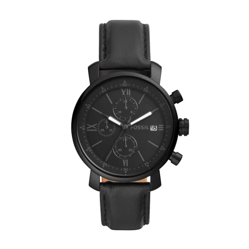 Fossil Rhett Chronograph Black Leather Watch
